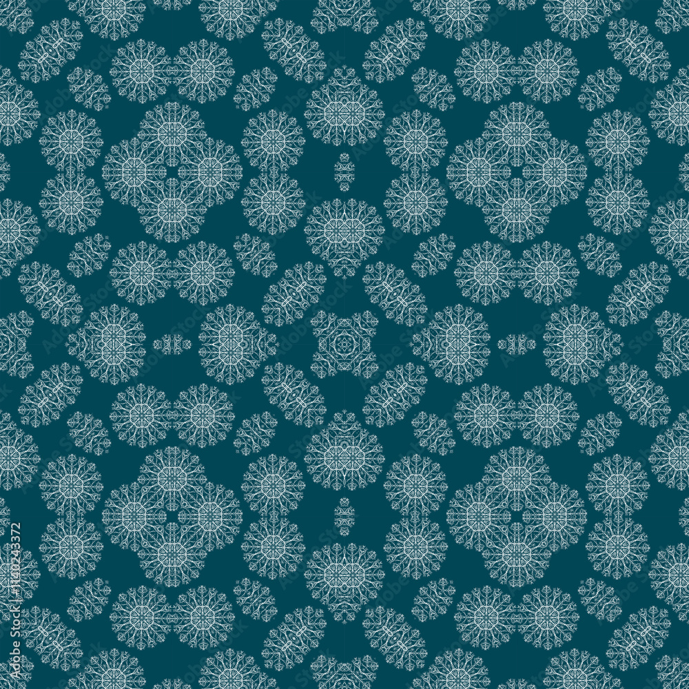 Christmas seamless pattern. Christmas background blue. Snowflake pattern. Happy New Year Christmas seamless pattern. Christmas background blue. Snowflake pattern. Happy New Year