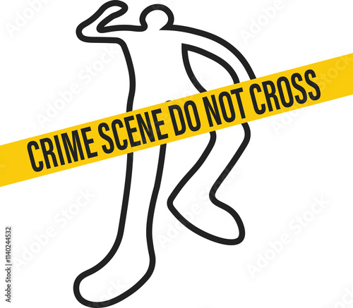 Isolated pictogram dead body covered withnpolice line do not cross, murder, crime scene, criminal icon