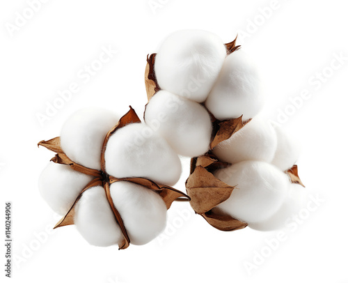 Fluffy cotton bolls png isolated on transparent background photo