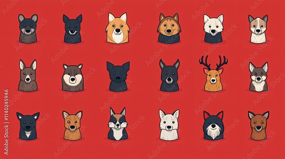 Obraz premium Colorful dog and animal illustrations art display vibrant design