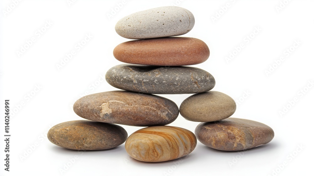 Smooth River Stones Stacked in an Artistic Arrangement Smooth River Stones Stacked in an Artistic Arrangement