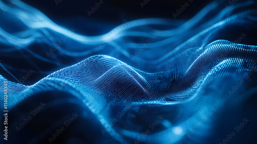 Abstract Blue Wave Pattern Digital Flowing Data Texture Background Abstract Blue Wave Pattern Digital Flowing Data Texture Background
