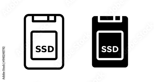 SSD drive Icon collection in filled and stroke style.