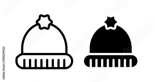 Winter hat Icon collection in filled and stroke style.