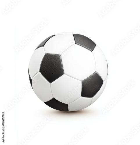 Soccer ball resting on a surface, showcasing its classic black and white pattern