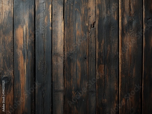 Dark wooden planks with a textured surface, ideal for backgrounds or design.