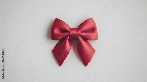 Elegant red ribbon bow on textured background