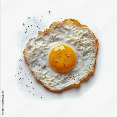 Fried egg isolated on white background. Top view. Flat lay. photo