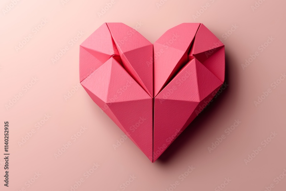 Geometric Pink Heart, A Minimalist Love Symbol, A captivating display of modern art Geometric Pink Heart, A Minimalist Love Symbol, A captivating display of modern art