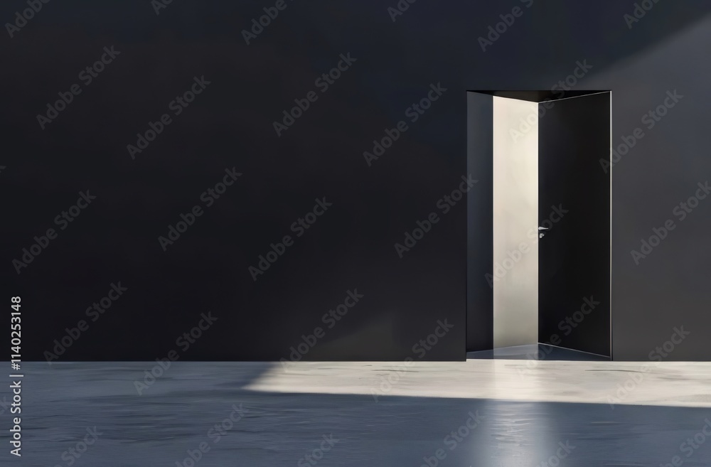 Open door in dark room, sunlight. Open door in dark room, sunlight.