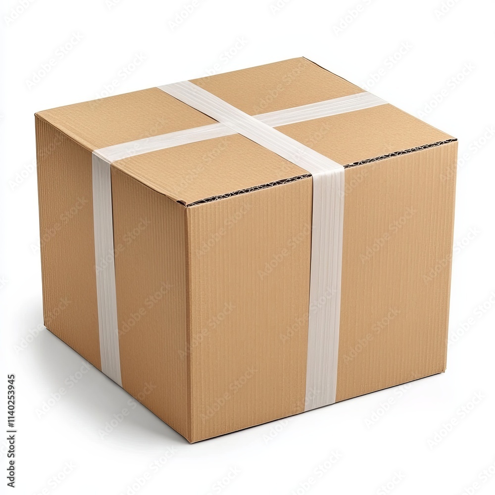 Sealed Brown Cardboard Box on White Background Sealed Brown Cardboard Box on White Background