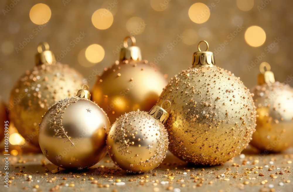 a lot af beautiful christmas balls beige and gold colors