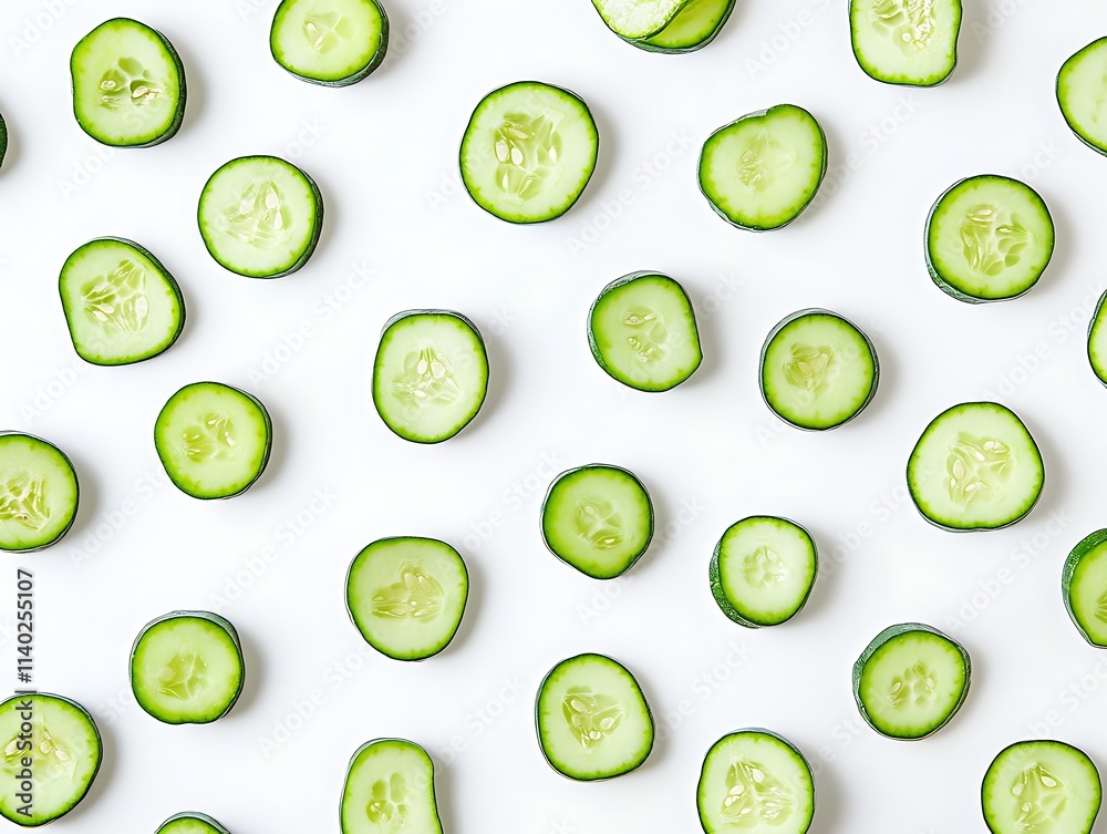 Fresh cucumber slices on white background Fresh cucumber slices on white background