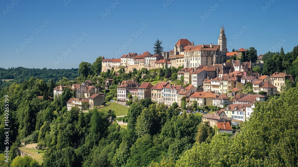 Charming Hilltop Village in France: A Picturesque Panorama Charming Hilltop Village in France: A Picturesque Panorama