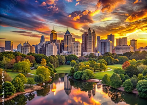 Atlanta Skyline Panoramic Piedmont Park View - Stunning Cityscape Photography