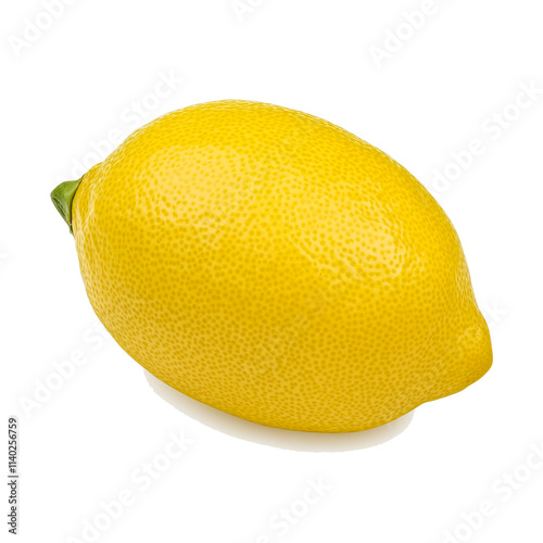 Ripe lemon isolated on transparent background showing its texture