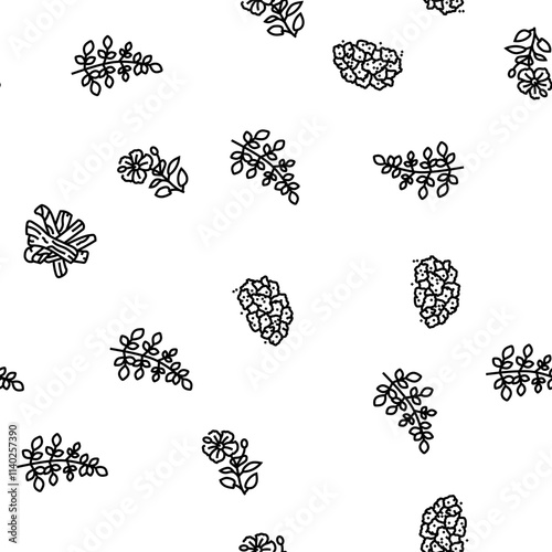 ayurvedic herbs medicine health vector seamless pattern thin line illustration