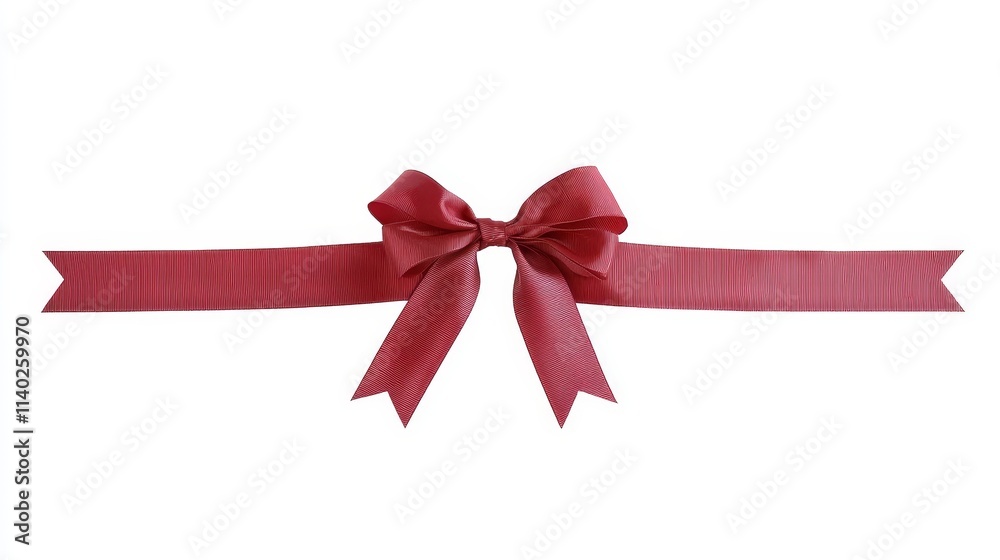 Elegant Red Ribbon Bow Isolated on White Background Elegant Red Ribbon Bow Isolated on White Background