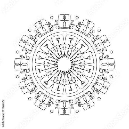 beautiful mandala design for coloring book, yoga logo design and henna design, relaxing mandala design photo