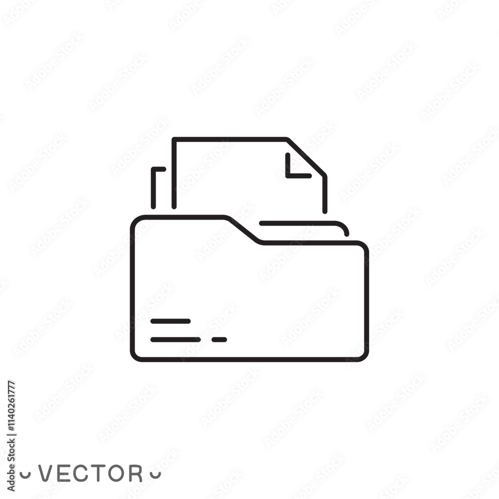 document archive icon, database organization, folder case, digital document, thin line symbol isolated on white background, editable stroke eps 10 vector illustration document archive icon, database organization, folder case, digital document, thin line symbol isolated on white background, editable stroke eps 10 vector illustration