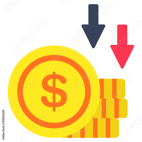 A trendy design icon of deflation