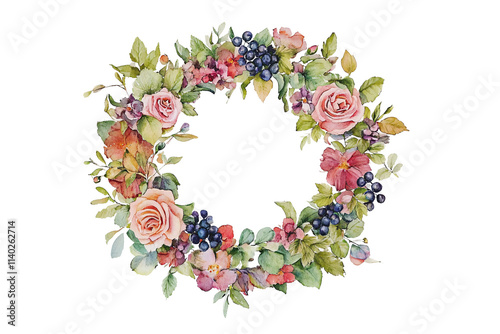 a watercolor wreath of flowers