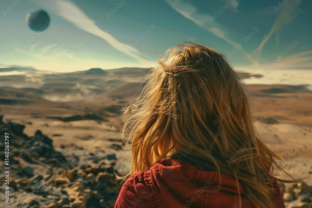 Person exploring fantastic landscape world ai generative Person exploring fantastic landscape world ai generative