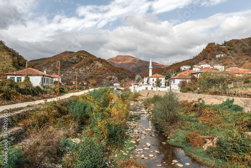 Medusa Greek pomak villages near Xanthi, beautiful scenery and minaret architecture, muslim culture and religion