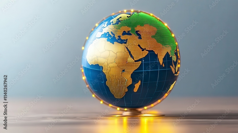 Fototapeta premium Illuminated Digital Globe Global Connection Technology
