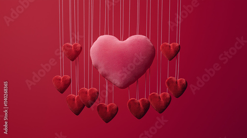 Heartfelt pink cushion art installation romantic setting 3d design soft lighting heart concept