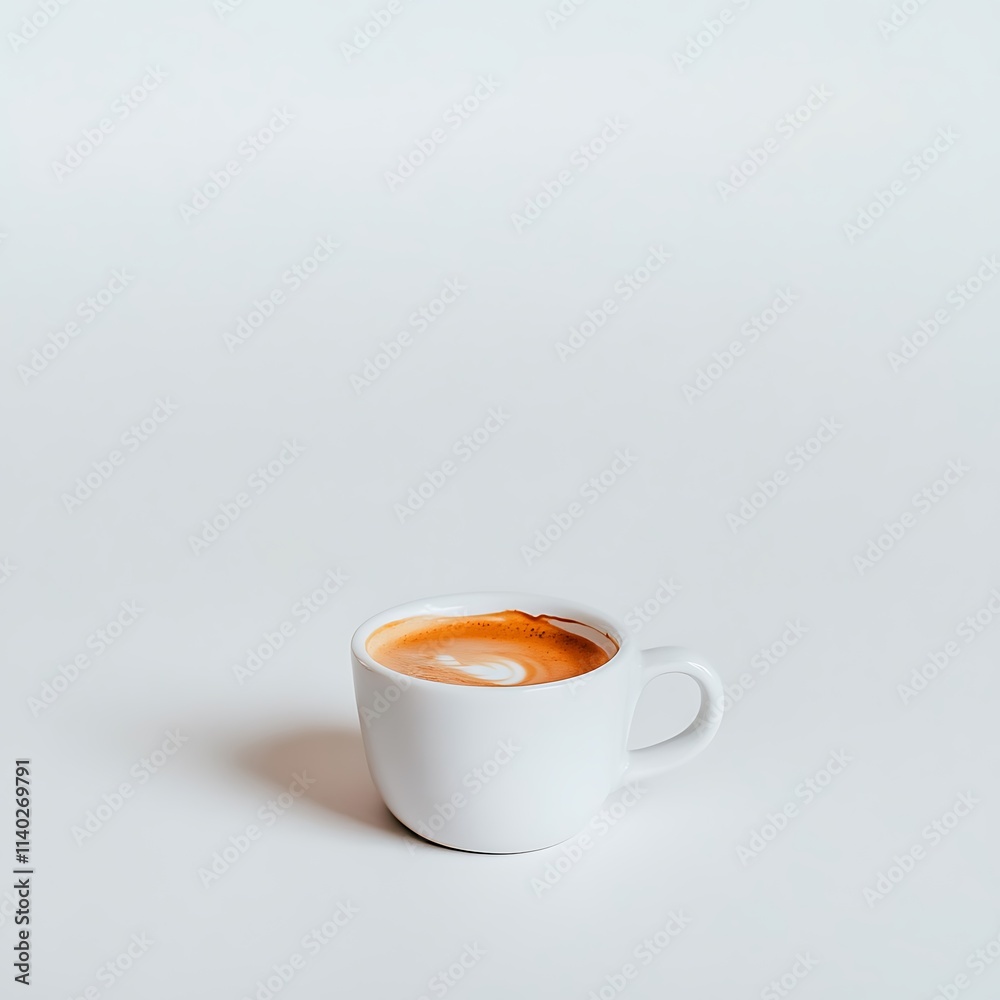 Fresh White Coffee Cup on Clean White Background for Modern Style Fresh White Coffee Cup on Clean White Background for Modern Style