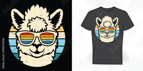 Funny Alpaca Vintage Llama T-shirt Design