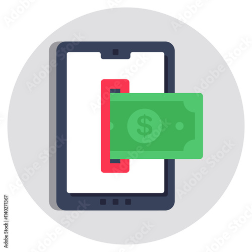 A colored design icon of mobile payment