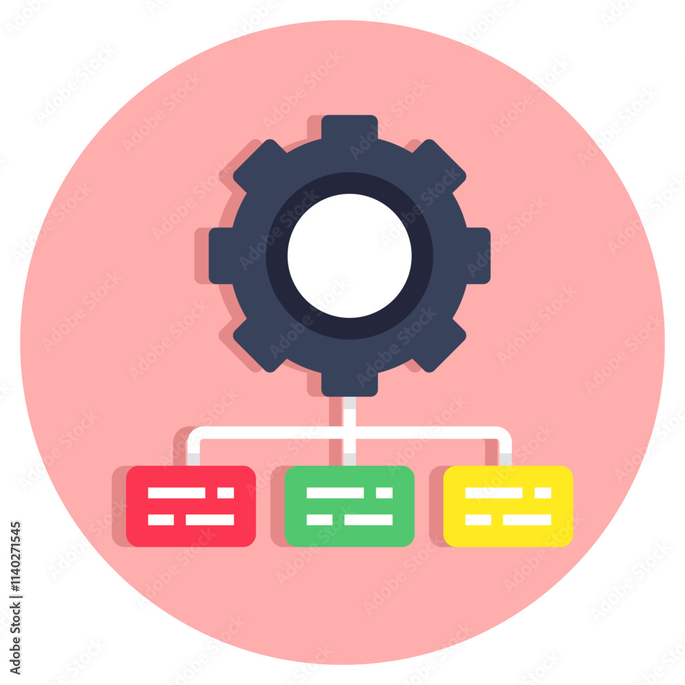 A flat design icon of setting network A flat design icon of setting network