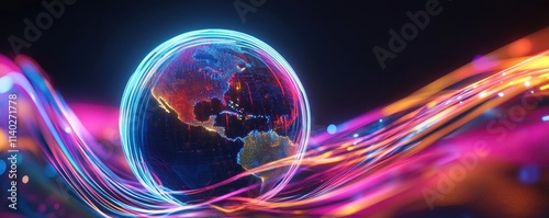 Glowing Digital Globe with ...