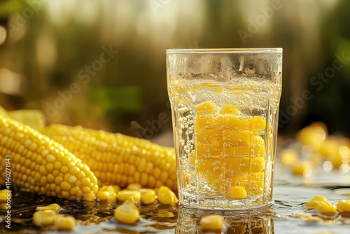 Boiled corn silk water in a glass helps reduce blood pressure cholesterol and arthritis photo