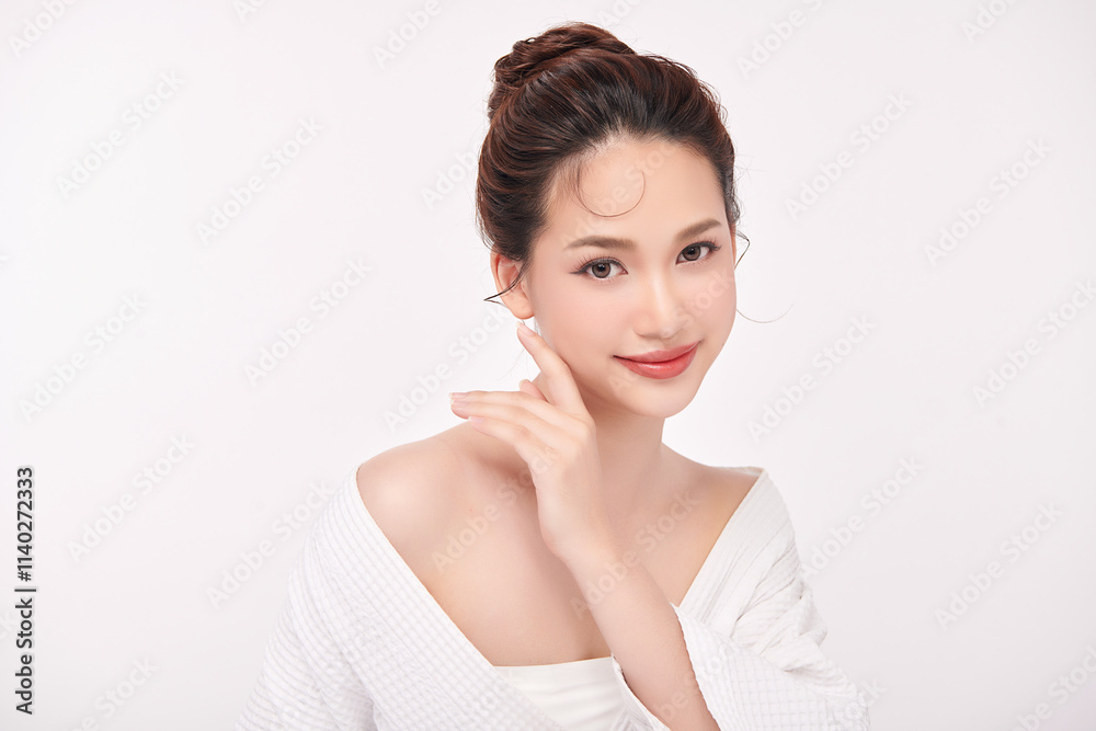 Beautiful young asian woman with clean fresh skin on white background, Face care, Facial treatment, Cosmetology, beauty and spa, Asian women portrait. Beautiful young asian woman with clean fresh skin on white background, Face care, Facial treatment, Cosmetology, beauty and spa, Asian women portrait.