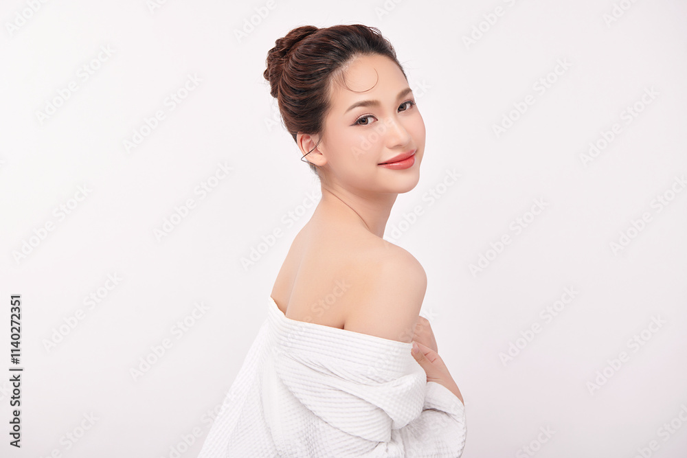 Beautiful young asian woman with clean fresh skin on white background, Face care, Facial treatment, Cosmetology, beauty and spa, Asian women portrait. Beautiful young asian woman with clean fresh skin on white background, Face care, Facial treatment, Cosmetology, beauty and spa, Asian women portrait.