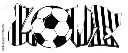 Love - black and white soccer team - ball - sport vector graphics, for street art - graffiti lettering typography - art illustration - multicolor - writen Word -			
