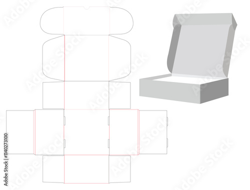 Mailer box, Gift box die line template and 3d box vector design Corrugated  or shipping box dieline template and 3D render file
