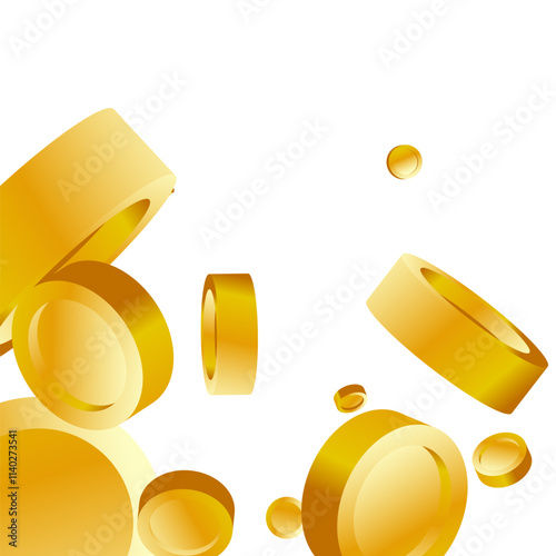 Money Background. Golden Vector Coins Rain. Flying 3d Cash for Casino Business  Banner. Cash Back Illustration. Win in a Lottery Concept Design. Cashback Explosion. Sale Discount Background. 