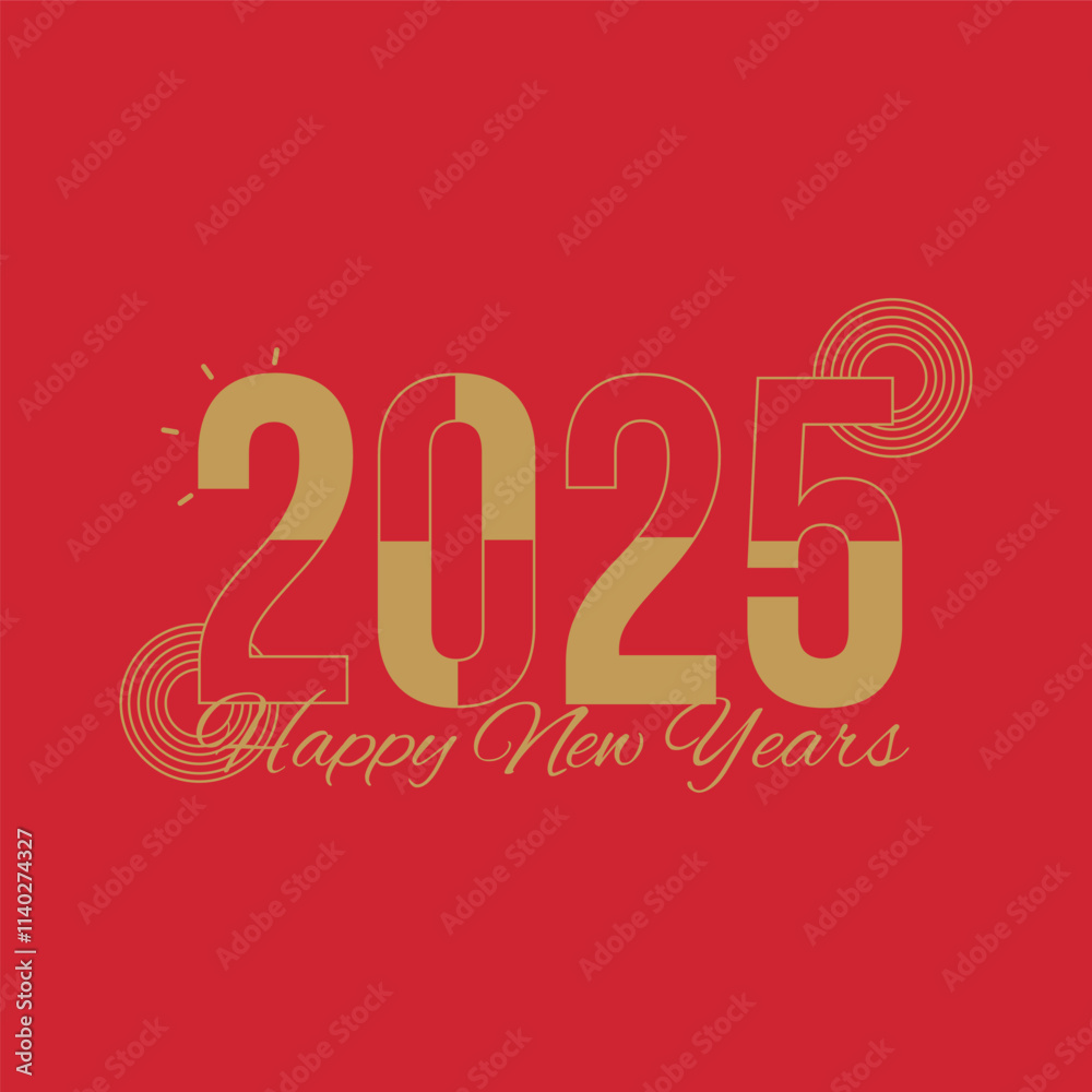 2025 Happy New Year Celebration Card in Red and Gold 2025 Happy New Year Celebration Card in Red and Gold