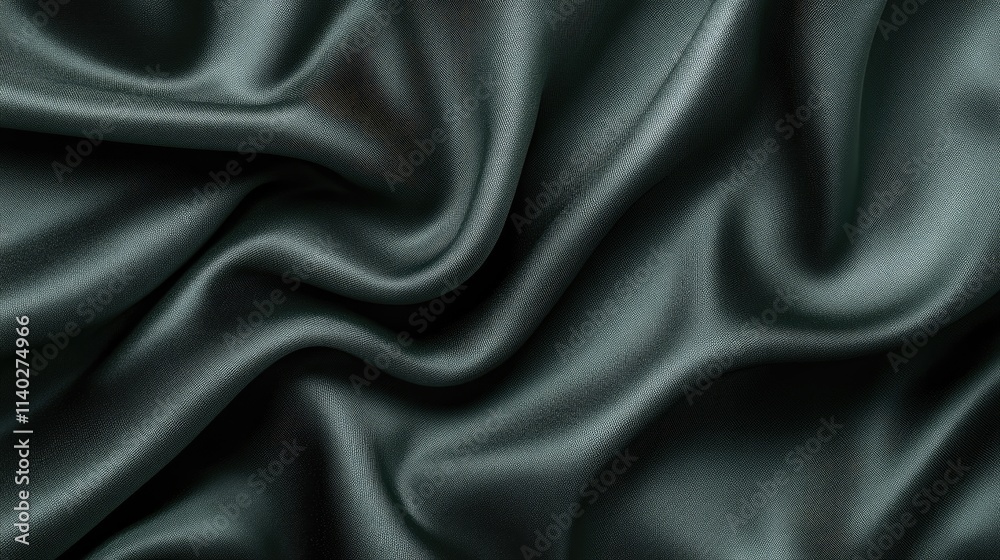 Fototapeta premium Smooth Green Silk Fabric Draping for Elegant Background