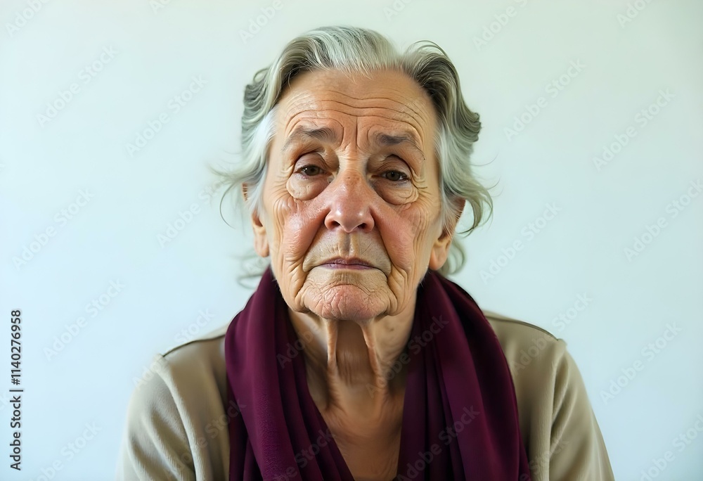 Indian old lady thinking about Indian old lady thinking about