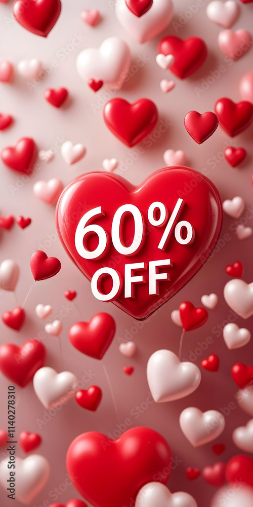 60 Percent Off romantic Valentine's Day Banner. 60% off. Valentine's Day discount, sale 60 Percent Off romantic Valentine's Day Banner. 60% off. Valentine's Day discount, sale