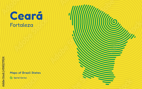 Map of the Brazilian State of Ceará with Belo Horizonte as the Center, Circular Spiral pattern. 