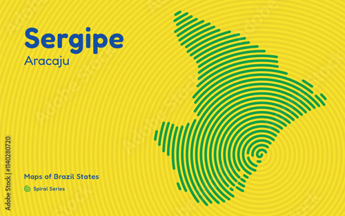Map of the Brazilian State of Sergipe with Aracaju as the Center, Circular Spiral pattern. 
