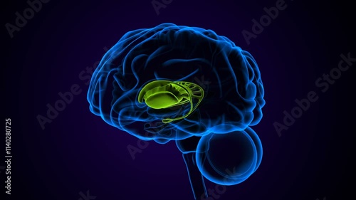human brain internal parts anatomy. 3d illustration