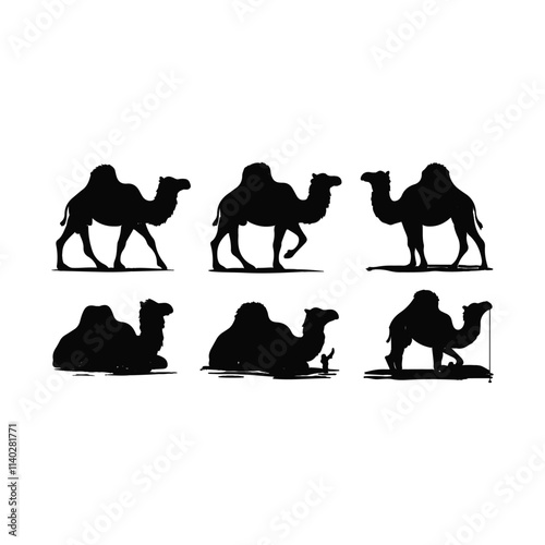 camels in the desert silhouette