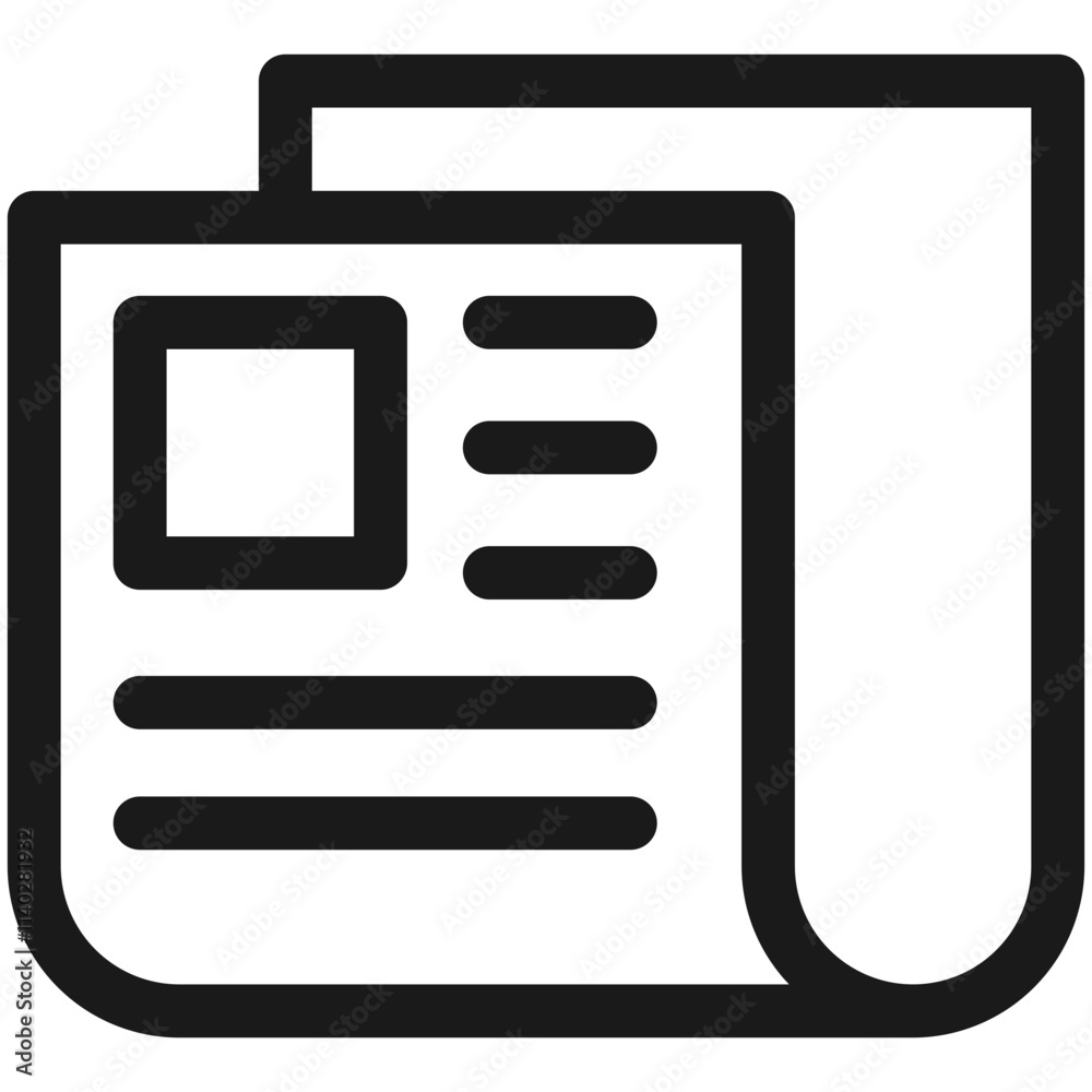 Newspaper Vector, Icon Or Logo Sign Isolated Symbol Illustration Outline Icon